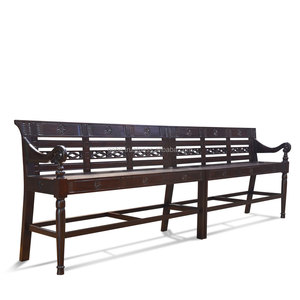 Banco de madera antiguo de asiento alto GUIGAMA, diseño tradicional de madera de Color oscuro para cocina, sala de estar, Bar, muebles hechos en Indonesia - Product Image 2