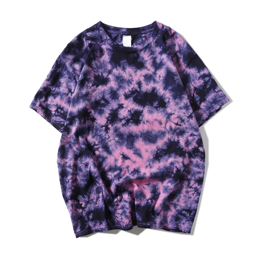 6 couleurs 2019 t-shirt d'été pour homme et femme, T-shirt en coton teint par nouage, style Hip-Hop, col rond