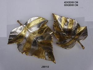 Plateau à feuilles bicolores or et argent de haute qualité bol de service plateau à feuilles en métal bol de service vaisselle couleur or et argent - Product Image 2