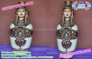 Pot de fleur en fibre d'aspect antique Décors Pot de fleur de style dame d'egypte à vendre Dernières pièces de décoration - Product Image 2