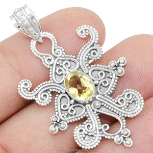 2025 New Arrival 925 Sterling Silver Natural Yelloe <b>Citrine</b> Gemstone Handmade <b>Pendant</b> Statement Jewelry ODM OEM Supplier - Product Image 1