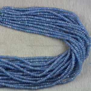 Jade bleu perles rondes à facettes en vrac 13 pouces brin cristaux mode collier bijoux - Product Image 4