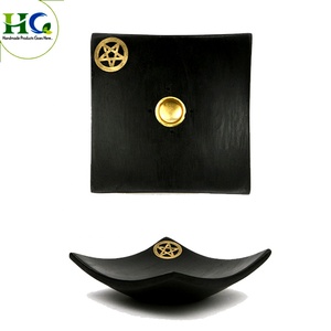 Mini brûleur d'encens électrique peint à la main en bois porte-parfum utilisation de voiture avec des parfums gingembre bonbons inspiré de la Culture bouddhiste - Product Image 1