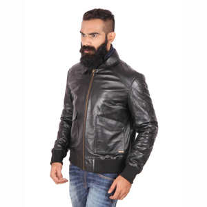 Blouson en cuir aviateur pour homme, veste de pilote classique, mode hiver - Product Image 2