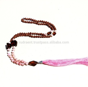 Collier Mala en opale rose noué à la main perles de Yoga Mala avec cristaux de guérison naturels pour bijoux en pierres précieuses pour cadeau - Product Image 2