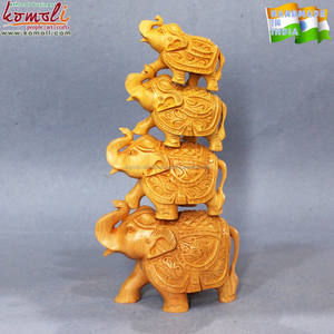 ของที่ระลึกช้างอินเดียสุดคลาสสิก ช้างไม้แกะสลักขนาดเล็กสำหรับตกแต่งบ้าน - Product Image 6