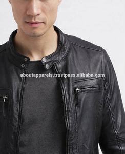 New Trendy Fashion Genuine Sheepskin Motorbike Leather Jacket <b>Coat</b>, Men Biker Stylish Leather Jacket - Product Image 3
