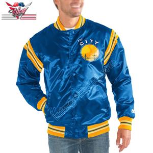 Chaqueta universitaria de poliéster satinado para hombre, chaqueta bomber de béisbol Letterman de satén con logotipo personalizado en blanco de alta calidad para hombre - Product Image 1