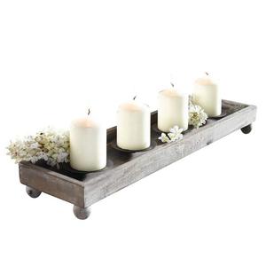 Bougeoirs rectangulaires en métal Trey en bois avec poignée - Product Image 1
