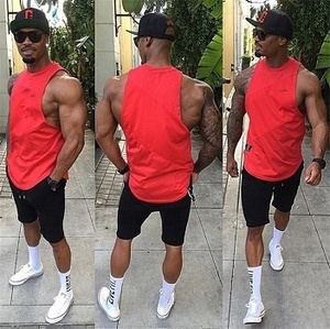 Camiseta personalizada OEM para entrenamiento deportivo, chaleco para gimnasio, cuello redondo, manga cortada - Product Image 2