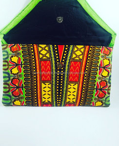 -Embrague Ankara Dashiki Bolsa-cera de tela de algodón de impresión de ropa de las mujeres-frambuesa bolso hecho a mano bolsas de garras - Product Image 3