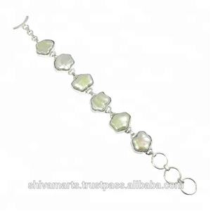 Pulsera de plata esterlina 925 hecha a mano hermosa joyería de lujo con piedra preciosa de perla chapada en oro estilo Vintage para regalos de fiestas - Product Image 2