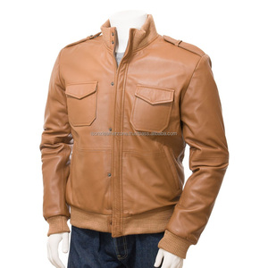 2023 hommes décontracté véritable peau de vache en cuir écologique coupe-vent Bomber veste de haute qualité respirant grande taille fermeture à glissière - Product Image 1
