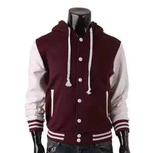 Мужские куртки Varsity на заказ, бейсбольные Молодежные куртки с капюшоном, толстовки-бомберы на пуговицах для колледжа