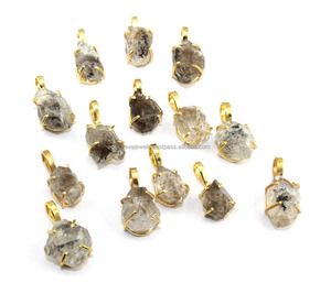 Colgante de GEMA de diamante Natural herkimer, colgante de aspecto crudo rugoso, enchapado en oro de 24k para collar de cadena - Product Image 6