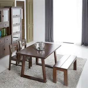 Mesa de comedor de madera sólida moderna, fabricante de muebles de vietnam