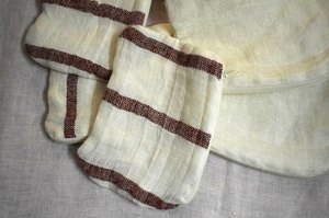 100% pochette à bijoux en lin de lin en blanc uni et type poinçon à rayures pour sacs à provisions - Product Image 4