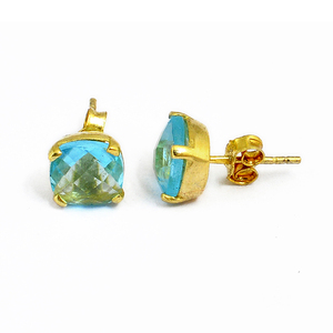 Cushion Briolette <b>Blue</b> <b>Topaz</b> Gemstone Handmade Stud <b>Earrings</b> 925 Sterling Silver Jewelry Fashionable <b>Earring</b> For Women. - Product Image 2