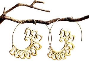 Nouvelle lumière de luxe plaqué or spirale en laiton boucles d'oreilles Style bohème cerceau Design avec forme d'aile pour cadeau - Product Image 3