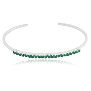 Princesa corte esmeralda natural piedra preciosa 14K oro blanco sólido brazalete joyería proveedor - Product Image 1