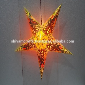 Nouvelles lampes/lanternes en papier imprimé faites à la main, 60 cm, couleurs mélangées, marque LAXMANS, pour la décoration intérieure de Noël, vente en gros en Inde - Product Image 5