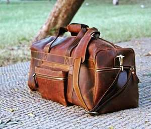 <b>Men</b> Duffle <b>Bag</b> Leather Top Grain Luggage <b>Travel</b> Duffle <b>Bag</b> From Wholesale Manufacturer - Product Image 4