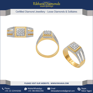 Anillos de diamantes de lujo de oro amarillo de 18 quilates para hombres y mujeres Joyería Premium - Product Image 2