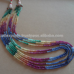 อัญมณี Rondelle Beads มรกต,ทับทิม,ไพลิน2ถึง3มม. ไมโครเหลี่ยมเพชรพลอยเต็ม14นิ้ว - Product Image 1