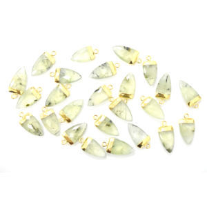 Prehnita de 19 a 21 mm con Argolla, Forma de Media Marquesa, Chapada en Oro, para la Fabricación de Joyas - Product Image 1