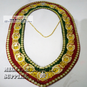 Collar de Cadena de Imitación de Cuero Bordado con Pedrería para Regalia Masónica del Santuario - Product Image 4