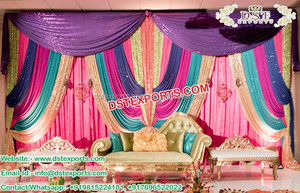 ฉากหลังเวทีแต่งงานของชาวมุสลิม,ม่านปักลายสำหรับเวทีงานแต่งงานอินเดีย - Product Image 4