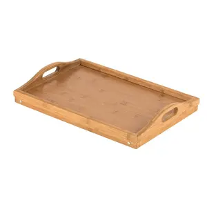 Top Seller Low Moq Custom Printed And Material Rattan Serving Tray With Handle