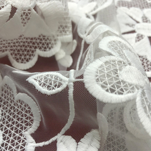 HA-16351Best Selling Garment Design <strong>White</strong> African Embroidery <strong>Lace</strong> Mesh Fabric <strong>Uk</strong> - Product Image 4