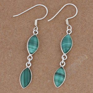 Marquise Shape Malachite Gemstone 925 <b>Sterling</b> <b>Silver</b> Drop Dangle Earrings Romantic <b>Silver</b> Earring Fashionable Earring for Women - Product Image 3