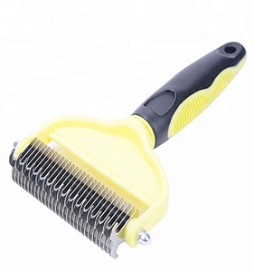 หวีแปรงขนสัตว์เลี้ยงแบบสองด้านทำจากสแตนเลสและพลาสติกเครื่องมือตัดแต่งขนสุนัข - Product Image 1