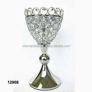 Pilar de cuentas de cristal acrílico y portavelas votivo - Product Image 1