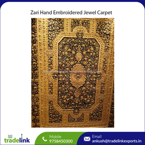 Alfombra bordada Zari Juego de alfombras de área de piedras preciosas semipreciosas para tu hogar Elegante lujo hecho a mano - Product Image 5