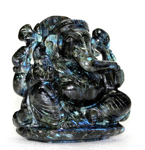 Fabriqué à la main naturel Labradorite Ganesha Statue indien fait guérison Quartz cristal Sculpture Rose Quartz pierre précieuse dans toutes les tailles - Product Image 3