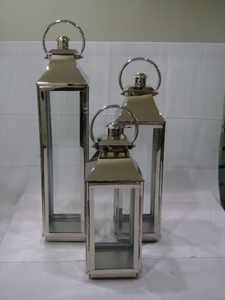 Gran estilo rústico LED vela linterna hecha a mano Metal vidrio madera con aluminio pulido Navidad hogar Ins decoración conjunto - Product Image 3