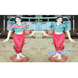 Estatua de fibra de bienvenida para señora, estatua de decoración de escenario de boda india, Matka - Product Image 1
