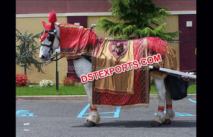 Moderno Traje de Caballo Bordado para Bodas Gujarati con Diseño de Elefante, Decoración de Caballo para Bodas - Product Image 5