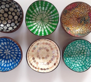 Bol de noix de coco laqué perle rouge d'approvisionnement/laque de bol de noix de coco - Product Image 6