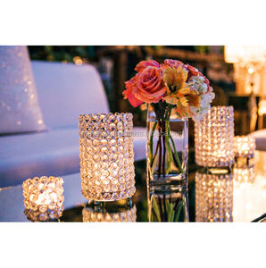 Bougeoirs votifs en cristal perlé argent fantaisie décor de table en métal pour mariage et noël - Product Image 1