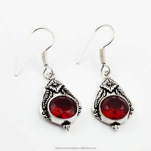 Red <b>Garnet</b> Silver <b>Earrings</b> Natural Red <b>Garnet</b> Gemstone Silver Dangle <b>Earrings</b> for Women 925 Sterling Silver Drop <b>Earrings</b> - Product Image 2