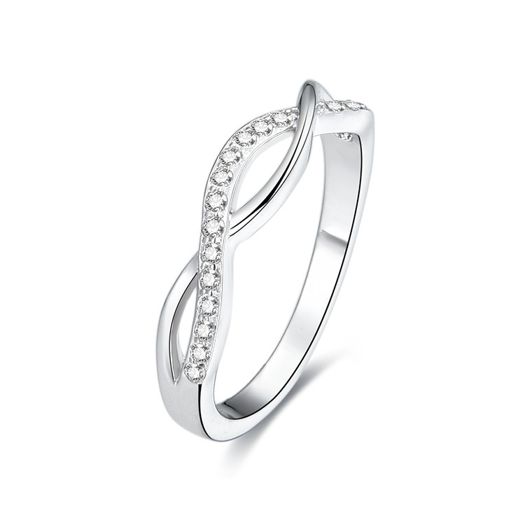Fahonie Infinity Ring 925 Sterling Silver With 5A Cubic Zirconia - Stackable Promise Ring For Women