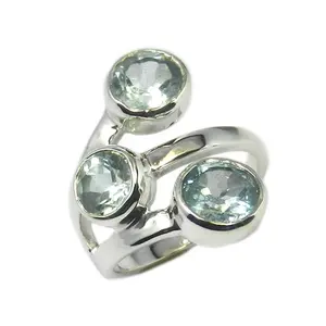 Handmade Luxury Heavy 925 Sterling Silver Ring With Blue Topaz Gemstone Silver Jewelry Wholesaler And Manufacturer