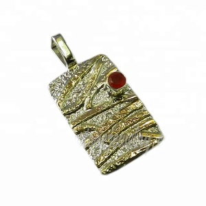 เครื่องประดับเงินทำมือจี้ดีไซน์ใหม่พร้อมสเน่ห์หรูหราอัญมณีคาร์เนเลี่ยนชุบทอง - Product Image 1