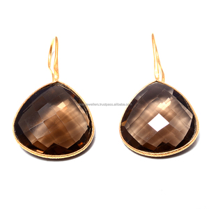Pendientes de plata de ley 925 con gema de cuarzo, Pendientes colgantes - Product Image 1