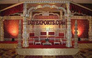 Mandap de madera para bodas indias, elegante mandap de dos pilares, magnífico mandap hindú abierto para bodas, Nueva Hampshire - Product Image 3