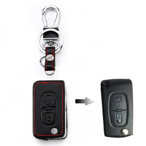 Étui de protection pour clé de voiture en cuir pliable à 2 3 boutons pour Peugeot 307 206 407 207 Partner pour Citroën <span class=keywords><strong>C3</strong></span> C4 C5 - Product Image 5